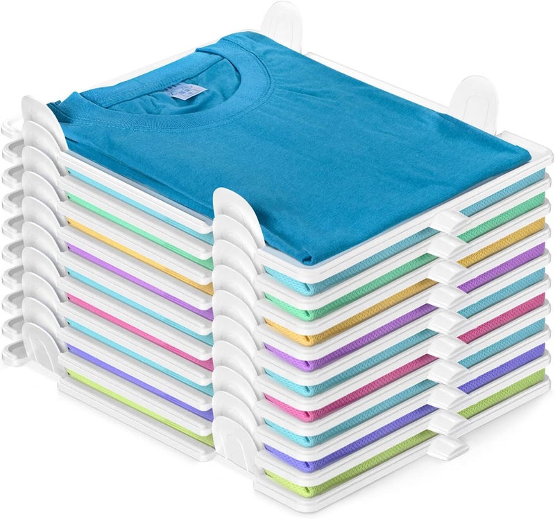 Accenter Tshirt Organizer for Clothes Storage, Stackable Closet Organizer with Easy Access, Shirt Folder Board, Sturdy and Durable, Clothes Folder 10-Pack - Image 1